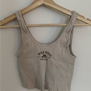 Wild West Beige Ribbed Tank Top